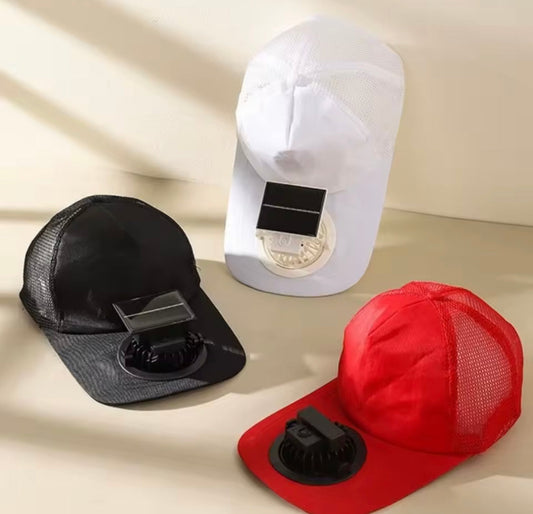 Solar Powered Fan Cap, Sun Protection Mesh Solar Fan Hat, Strong Wind Wide Baseball Cap